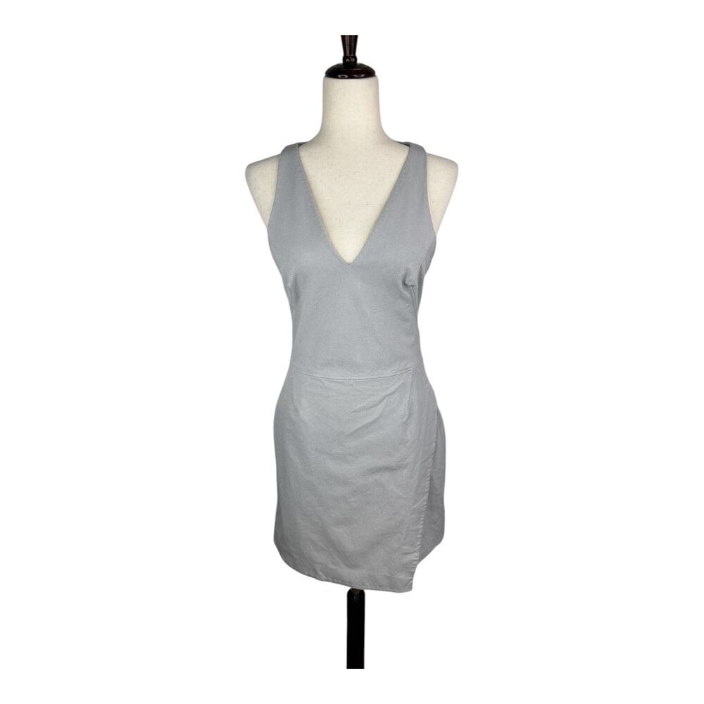 Helmut Lang Womens Sheath Dress Size 4 Gray Sleeveless V Neck Asymmetric Hem